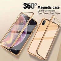 Tương thích với iPhone 6 6s 7 8 Plus XS Max X XR 11 11Pro 360 Vỏ kính cường lực từ tính sang trọng