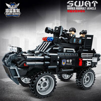 Tương thích với Khối xây dựng Lego SWAT Xe bọc thép Địa hình Võ cảnh sát Cậu bé Cảnh sát Giáo dục Assemb