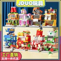 Tương thích với khối xây dựng hạt nhỏ Lego, cảnh đường phố Thành Phố Mini, đồ chơi lắp ráp cho bé trai và bé gái, quà tặng tổ chức đào tạo
