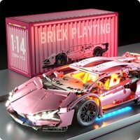 Tương thích với khối xây dựng Lego Lamborghini Điều khiển từ xa Đồ trang trí xe thể thao Đồ chơi lắp ráp giáo dục cho bạn gái Quà tặng ngày lễ