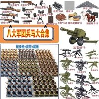 Tương thích với Khối xây dựng quân sự Lego Nhân vật nhỏ Tám chiều Quân đội Hoa Kỳ Chiến tranh thế giới thứ hai Lắp ráp Trẻ em Bé trai Gói đồ chơi xây dựng