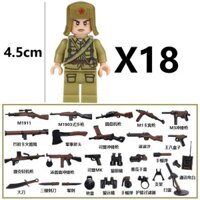 Tương thích với Lego Chiến tranh thế giới thứ hai Tám Quân đội Đức hạnh Quân đội Nhân vật nhỏ Khối xây dựng Vũ khí Bé trai Lắp ráp Đồ chơi 2.18