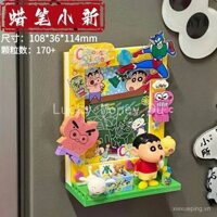 Tương thích với Lego Crayon Shin-Chan Khối Xây Dựng Khung Ảnh Đồ Chơi Trẻ Em Hạt Nhỏ Doremon Tủ Lạnh Dán Cô Gái