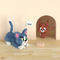 Tương thích với Lego Disney Tom Cat and Mouse Micro-Diamond Type Lắp ráp các hạt nhỏ Khối xây dựng Đồ chơi trẻ em Đồ trang trí