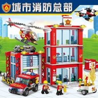 Tương thích với Lego Fire Station Xe cứu hộ thành phố Máy bay không người lái Khối xây dựng Nam 8 Đồ chơi 60215 Quà tặng 2.20