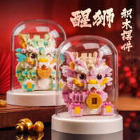 Tương thích với Lego Khối xây dựng hợp thời trang quốc gia Búp bê Lion-Awakening Mythical Beast Lucky Cat Education Assemb