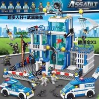 Tương thích với Lego Khối xây dựng Trụ sở cảnh sát Trạm cảnh sát Tòa nhà thị trấn Cảnh xây dựng Bé trai Bé gái Đồ chơi lắp ráp giáo dục 3.13
