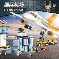 Tương thích với Lego Máy bay chở khách cỡ lớn Đồ chơi Khối xây dựng Bé trai Mô hình máy bay chở hàng Mô hình lắp ráp Hạt giáo dục Sáu