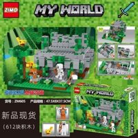 Tương thích với LEGO Minecraft Jungle Temple Temple Puzzle Village Đồ chơi khối xây dựng lắp ráp cho bé trai