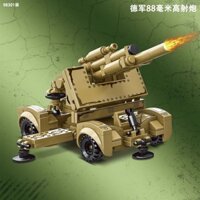 Tương thích với Lego Quân đội Minifigures Vũ khí Khối xây dựng Thế chiến II Pháo lựu đạn Mô hình Đức Chiến đấu chống súng ngắn#兼容乐高军事人仔武器积木二战榴弹炮德军模型高射炮拼装男孩玩具