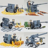 Tương thích với Lego Quân đội Nga Grenade Cannon Súng bắn cao lắp ráp Đức Multi-Barrel Cannonball Model Khối xây dựng Đồ chơi cậu bé 8.17