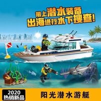 Tương thích với Lego Sunshine Khối xây dựng tàu ngầm Đồ chơi bé trai câu cá lắp ráp câu đố xếp hình cá mập các hạt nh