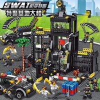 Tương thích với Lego SWAT Trạm Cảnh Sát Khối Xây Dựng Khối Xây Dựng Thành Phố Chống Cháy Nổ Lắp Ráp Đồ Chơi Bé Trai Ô Tô 8-12 Tuổi