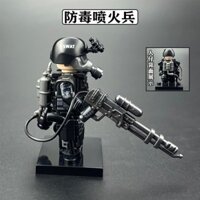 Tương thích với Lego SWAT Minifigure Khối xây dựng quân sự Villain Chống vi-rút Lửa Lính Trẻ em