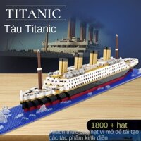 Tương thích với LEGO Titanic cậu bé khối xây dựng đồ chơi mô hình lớn đồ trang trí tàu đồ chơi