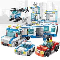 Tương thích với Lego Trụ sở cảnh sát Khối xây dựng Bé trai Đồ chơi trẻ em Lắp ráp thành phố Xếp hình Trạm cảnh sát Xe cứu hỏa 3.13