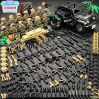 Tương thích với LEGO xe tăng minifigure quân đội lực lượng đặc biệt cảnh sát xe bọc thép trẻ em lắp ghép xếp hình khối x