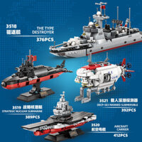 Tương thích với máy bay tàu ngầm hạt nhân Lego tàu sân bay tàu khu trục tên lửa máy dò có người lái