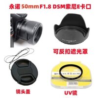 Tương thích với nắp ống kính Yongnuo 50mm F1.8S Sony Mirrorless E-Mount + nắp ống kính + bộ lọc UV 49mm