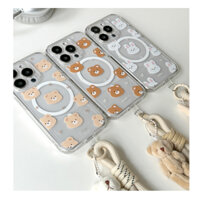 🇰🇷[Tương thích với Ốp điện thoại Hàn Quốc iPhone 16 Series] Bộ móc khóa dây đeo trong suốt từ tính Slim Cute Pretty Design 15 14 13 12 pro max mini Samsung Galaxy trycozy
