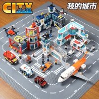 Tương thích với xe cứu hỏa lắp ráp bằng gạch của Sở Cảnh sát Thành phố LEGO đồ chơi lắp ráp cho bé trai