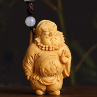Tượng Thiên sư Chung Quỳ tí hon cao 7cm gỗ nhai bách thơm