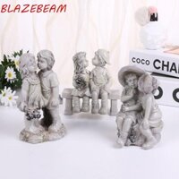 Tượng thiên thần bằng nhựa BLAZEBEAM, Trang trí dễ thương Cặp đôi Đồ trang trí thiên thần, Ghế ngồi quyến rũ thủ công cổ điển Tượng hôn Lễ tình nhân