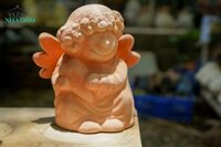 Tượng thiên thần Clown nhỏ, gốm đất nung lò trấu, gốm Nam Bộ, C30xR21 cm- SP001732