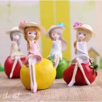 Tượng Trang Trí, Decor Tủ Kệ, Cô Gái Búp Bê Trái Cây, Dâu Tây, Dưa Hấu, Chanh, Táo
