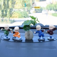 TƯỢNG TRANG TRÍ PHÒNG KHÁCH VÀ TÁP LÔ Ô TÔ - Bộ Tượng Chú Tiểu Mini Luyện Võ Cầm Đao Nâng Vò Decor Bề Cá Sân Vườn Non Bộ