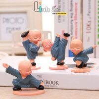 TƯỢNG TRANG TRÍ PHÒNG KHÁCH VÀ TÁP LÔ Ô TÔ - Bộ Tượng Chú Tiểu Mini luyện võ Decor Bề Cả Sân Vườn Non Bộ Để Bàn Làm Việc