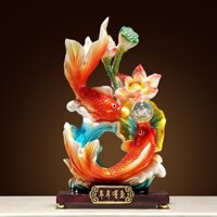 Tượng trang trí song ngư quần ngọc, tượng cá chép tài lộc phù hợp trang trí nhà cửa quà tặng tân gia sinh nhật
