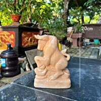 Tượng Trâu đá Vàng đứng núi tiền 20cm