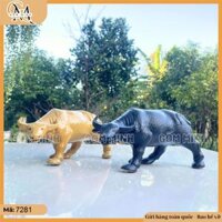 Tượng trâu đứng bằng gốm cao 11cm 2 màu, tượng trâu gốm decor, tượng trâu decor, linh vật trang trí