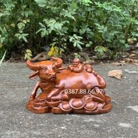 Tượng trâu em bé dài 20cm gỗ hương cực đẹp