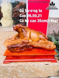 Tượng Trâu Gỗ Hương Cao 26 Ngang 50 Sâu 21 (cm)