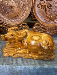 Tượng Trâu Gỗ Hương Liền Khối Siêu Vân