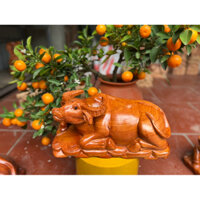 tượng trâu gỗ hương size30