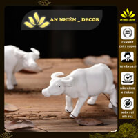 Tượng Trâu Sứ Trắng (Gốm Tử Sa) Trang Trí Góc Làm Việc, phòng khách, bàn trà, tiểu cảnh, bể cá Siêu dễ thương