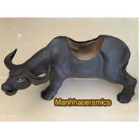 Tượng trâu trồng cây dài 32cm gốm sứ Bát Tràng