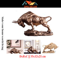 Tượng trâu vàng, bò tót chiêu tài trang trí, decor phòng khách, kệ, bàn làm việc
