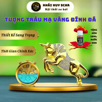 Tượng Trâu Vàng Đính Đá Có Đồng Hồ Và Nước Hoa Trang Trí Bàn Trà, Đặt Taplo Ô Tô – Khải Huy Scar