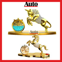 Tượng trâu vàng đính đá có đồng hồ và nước hoa trang trí phong thủy nhà cửa hoặc đặt taplo ô tô