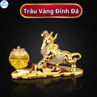 Tượng Trâu vàng đính đá-Trang trí xe ô tô