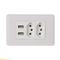 Tường WER 15ABộ chuyển đổi ổ cắm điện tiêu chuẩn đôi Cổng kép Bảng sạc USB 5V 2