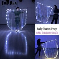 Tupaba Belly Dance Phụ kiện Đạo cụ, Thanh có thể mở rộng Cờ LED khiêu vũ bụng nhẹ, có gậy kính thiên văn Đèn LED nhiều màu Cờ khen ngợi Tiệc khiêu vũ