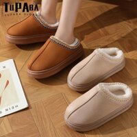 TUPABA Dép xỏ ngón , Giày mềm mại đế dày Cotton ấm áp, chống trượt thoải mái Im lặng Dép đi trong nhà mùa đông trong nhà