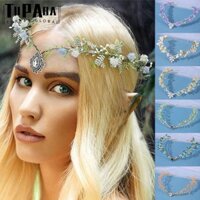 TUPABA Fairy Flower Leaf Crowns, Forest Woodland Handmade Elf Headpiece, Chụp ảnh thời trang Đám cưới Fairycore Elvens Trang sức tóc cho nữ