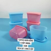 Tupperware hộp nhựa dẻo trữ đông trữ mát thực phẩm tủ lạnh bộ 6 dung tích 300ml