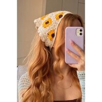 Turban Handmade - Khăn Đội Đầu Tam Giác Hoa Cúc Len